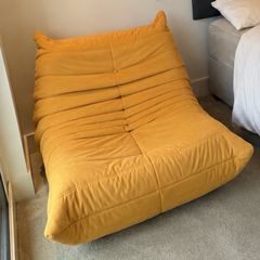 Togo Style Lounge Chair Mustard Yellow Velvet