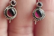 Vintage Sterling Silver Garnet Earrings.
