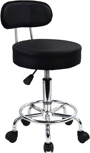 PU Leather Rolling Stool Mid-Back with Footrest Height Adjustable Office Computer Home Drafting Swivel Task Chair with Wheels MULTIPLE COLOURS AVAILABLE (FREE POSTAGE)