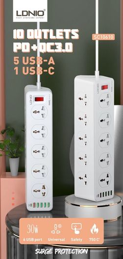 Power Station Strip Universal 10port + 5 USB & 1 Type C