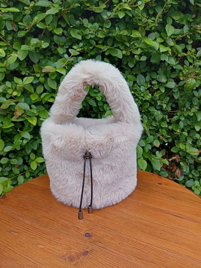 Cream Faux Fur Handbag