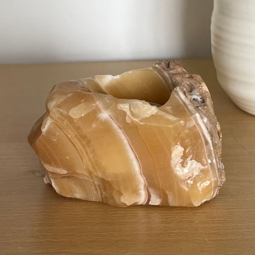 Crystal natural calcite tea light candle holder meditation
