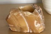 Crystal natural calcite tea light candle holder meditation