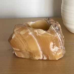Crystal natural calcite tea light candle holder meditation