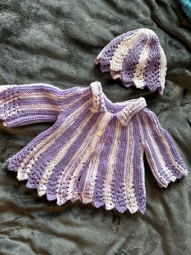 Hand Knitted Baby Cardigans with matching hat