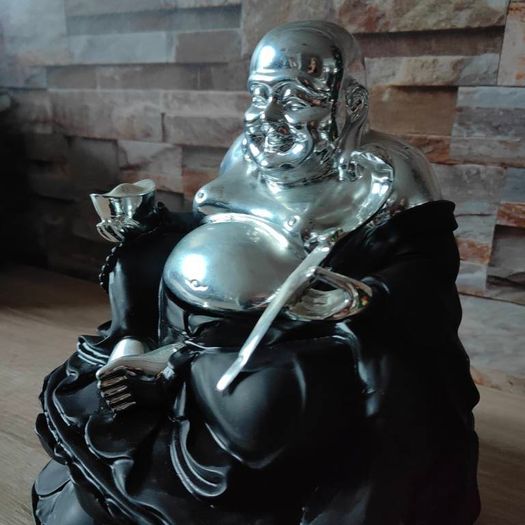 Large Black Silver Lucky Buddha from The Leonardo Collection