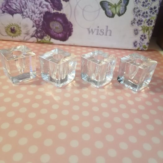 4 Small Glass Candle Cubes