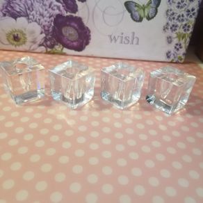 4 Small Glass Candle Cubes