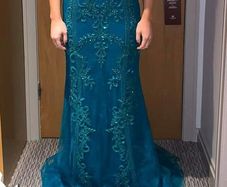REDUCED - Unique Colour and Style - Never Worn Size 6/8 Aqua Green/Blue/Turquoise Debs/Occasion Dress from So Amazing