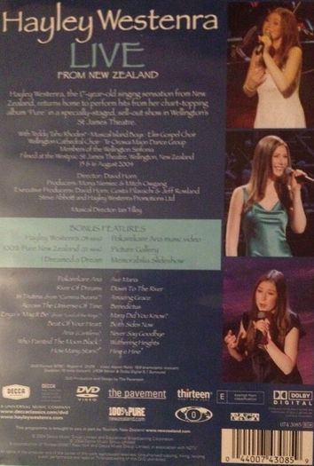 Hayley Westenra [2004] Live From New Zealand [Music DVD]