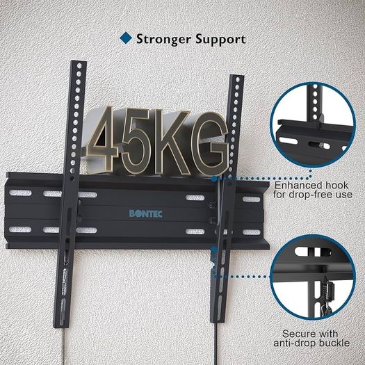 NEW SALE | Ultra Slim TV Wall Bracket Mount for 23-60 inchs LCD LED Plasma TVs, Low Profile Tilt TV Wall Mount up to VESA 400x400mm, 45kg Weight Capacity with Spring Locking System, Includes 5 Cable Ties