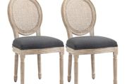 Set of 2 Dining Chairs - Louis XVI Style Medallion Living Room Chair