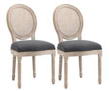 Set of 2 Dining Chairs - Louis XVI Style Medallion Living Room Chair
