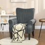 Accent Chair with Rolled Arms and Wood Legs, Armchair for Living Room Bedroom, Grey Image 3