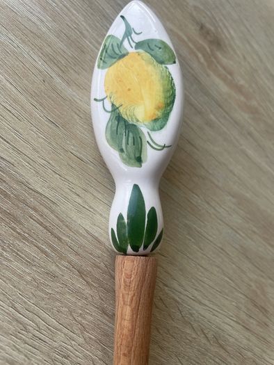 Italian Ceramic And Wood Handmade Salad Servers
