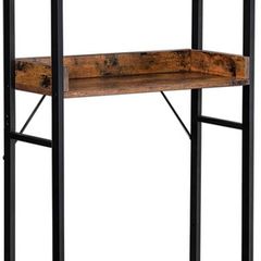 _Toilet Shelf Bathroom Shelf Washing Machine Shelf with 3 Open Shelves Space Saving Sturdy Easy Assembly Industrial Design Vintage Brown Black