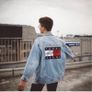 Vintage 90s USA Flag Rare Tommy Hilfiger American Flag Denim Jacket Light Blue Wash Oversized Big Tommy Logo At The Back Unisex Size S Image 10