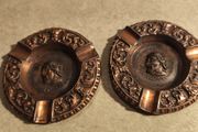 SET Of 2 Vintage  3O.00 Euro EACH1950 Bronze Matel Ashtray Greek ALEXANDER THE GREAT, Antique trinket dish, Matel Bronze Trinket Dish, Ornate Ashtray