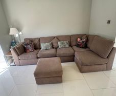 Finline Furniture Large 5 Seater Modular Corner Sofa + Matching Ottoman Excellent Condition