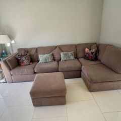 Finline Furniture Large 5 Seater Modular Corner Sofa + Matching Ottoman Excellent Condition