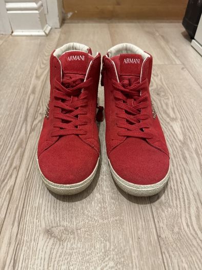 Armani red leather high tops size UK 5