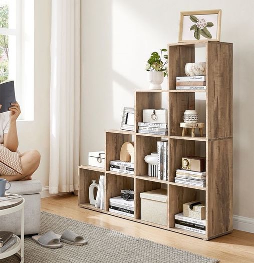 New Display 10 Cube Staircase Bookcase Storage Unit (Camel brown) FREE P&P