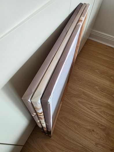 3 framed printed canvas 35x55cm each