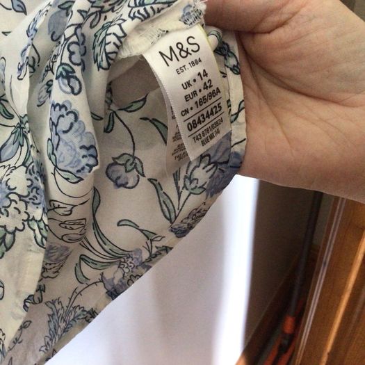 Price includes postage M&S long sleeve blue and white lightweight cotton blouse size 14