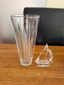 Galway Crystal Vase & Sailboat Ornament