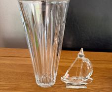 Galway Crystal Vase & Sailboat Ornament