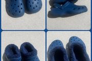 Blue Clogs with Removable Fuzzy Slipper Linings