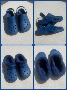 Blue Clogs with Removable Fuzzy Slipper Linings