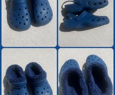 Blue Clogs with Removable Fuzzy Slipper Linings