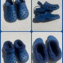 Blue Clogs with Removable Fuzzy Slipper Linings