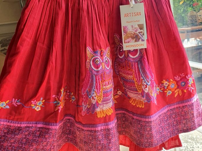 New Tags Beautiful Monsoon Girls Red Embroidered Beaded Skirt 12 to 13Yrs