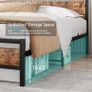 Double Bed Frame with Wooden Headboard,Heavy Duty Image 3
