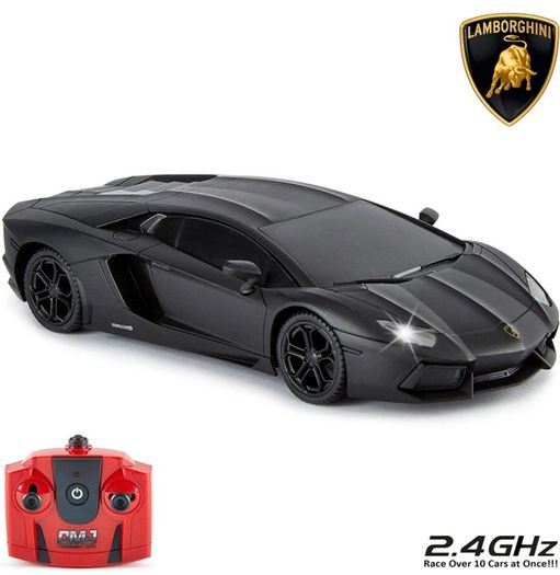 Lamborghini Aventador Official Licensed Remote Control Car with Working Lights, Radio Controlled On Road RC Car 1:24 Scale, 2.4Ghz Matte Black (FREE POSTAGE)
