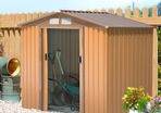 NEW SALE 185H x 213L x 130Wcm Lockable Garden Shed Large Patio Roofed Tool Metal Storage Building Foundation Sheds Box Outdoor Furniture, Yellow