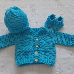 Handmade baby boys cardy sets 0-3 months