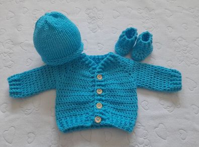 Handmade baby boys cardy sets 0-3 months