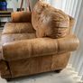 Two seater tan leather sofa Image 2