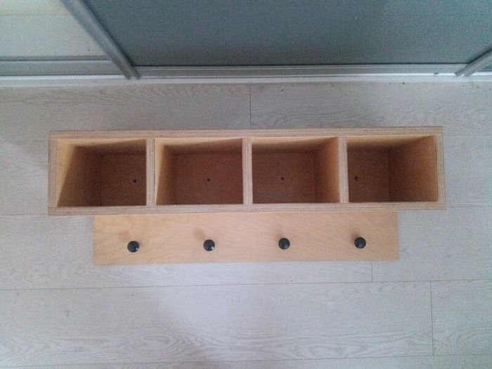 Solid Birch Plywood Wall-Mounted Coat Rack with 4 Storage Compartments