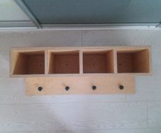 Solid Birch Plywood Wall-Mounted Coat Rack with 4 Storage Compartments