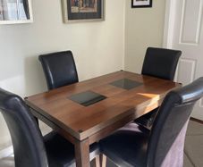 Solid Wood Dining Table + 4 Black Chairs
