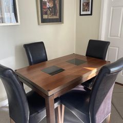 Solid Wood Dining Table + 4 Black Chairs