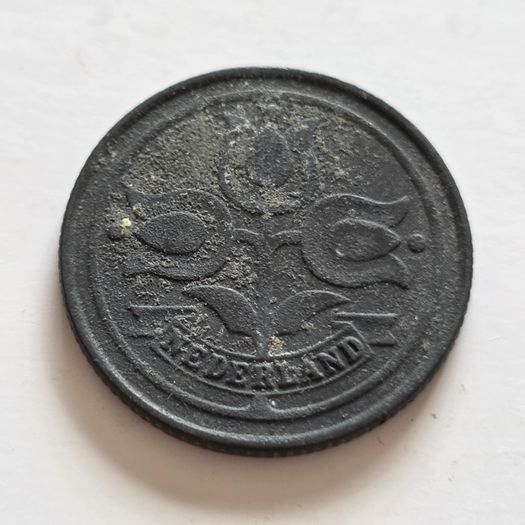 1943 Netherlands 10 Cents Zinc Coin - WWII German Occupation