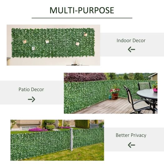 Artificial Leaf Hedge Screen, Expandable Faux Privacy Fence Panel for Garden Outdoor Indoor Decoration, 3M x 1M, Dark Green