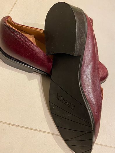 women shoes burgundy loafers designer Esska size 5 Brand New