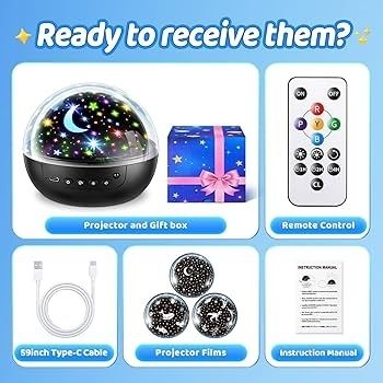 Night Light Projector for Bedroom, 93 Lighting  3 Films Star Projector Plug in Night Light Kids, 360  Rotate & Timer & Dimmable Sensory Lights, Nursery Decor