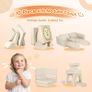 10-Pieces Kids Play Sofa, Modular Toddler Chair Couch, Beige Toddler Couch with Fold Out Foam Design, Convertible Sectional Playset For Girls Boys Bedroom Playroom Image 4